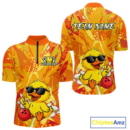 Custom Yellow Funny Duck Bowling Jersey for Men Bowling Uniform Polo & 1/4 Zip Bowling Team Shirts HNT236