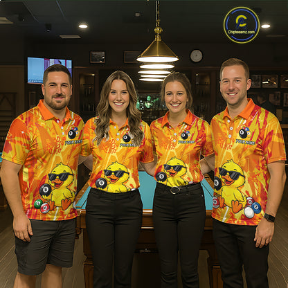 Custom Yellow Duck Funny 8 Ball Pool Shirts Billiard Shirt for Men Billiard Team Jersey League NNT174