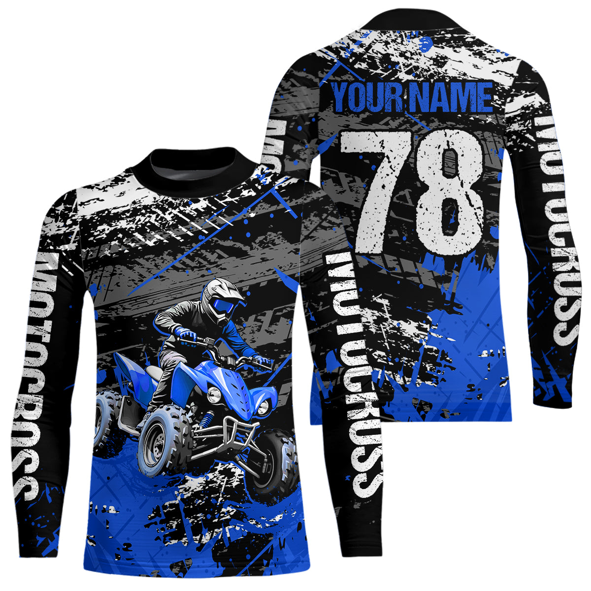 Custom Blue ATV Motocross Shirts Kid Adult Motocross Off-Road Quad Bike Shirt UPF30+ DNT62