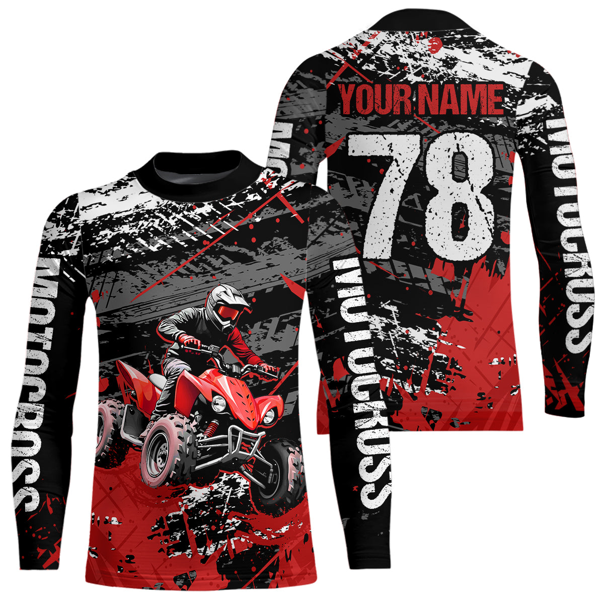 Custom Red ATV Motocross Shirts Kid Adult Motocross Off-Road Quad Bike Shirt UPF30+ DNT62