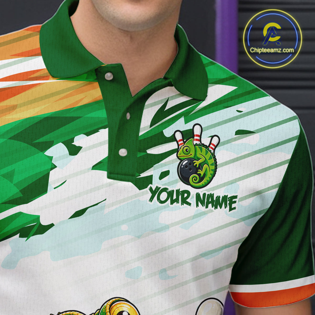 Custom Funny Chameleon Bowling Jersey for Men Bowling Team Shirts Bowling League HNT308
