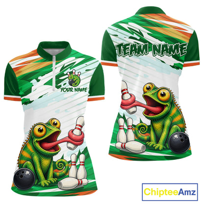 Custom Funny Chameleon Bowling Jersey for Women Bowling Team Shirts Bowling League HNT308