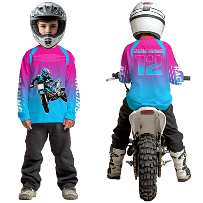 Pink Youth Dirt Bike Jersey Men Women Kid Custom Motocross Jersey Off-Roading Jersey DNT49