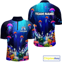 Load image into Gallery viewer, Custom Jellyfish Bowling Jersey for Men Ocean Theme Bowling Team Shirt Bowling League HNT272
