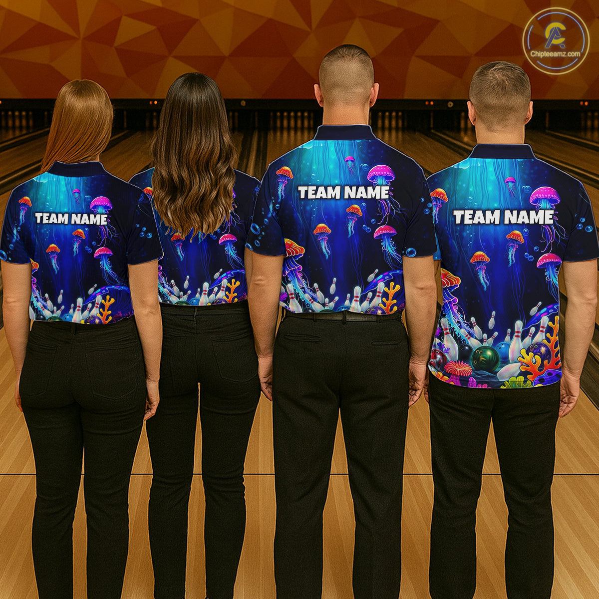 Custom Jellyfish Bowling Jersey for Men Ocean Theme Bowling Team Shirt Bowling League HNT272