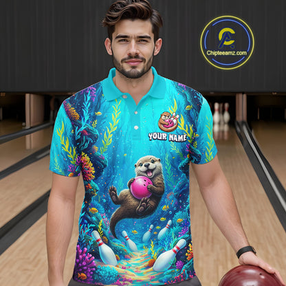 Custom Ocean Funny Otte Bowling Jersey for Men Funny Bowling Team Shirts Bowling Uniform HNT273