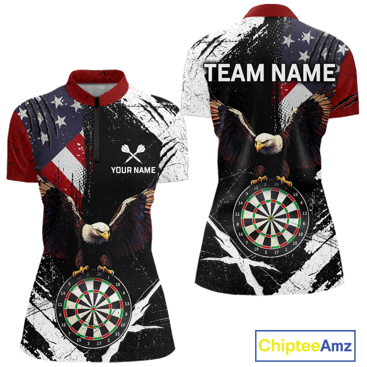 Custom US Flag Eagle Dart Shirt for Women Dartboard Shirt Dart Jerseys Gift for Team Polo &1/4 Zip NNT110
