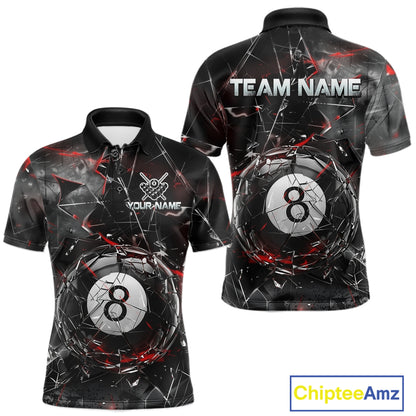 Custom Broken Glass 8 Ball Billiard Shirt for Men Billiard Team Jersey Billiard League NNT193