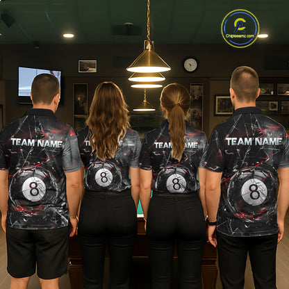 Custom Broken Glass 8 Ball Billiard Shirt for Women Billiard Team Jersey Billiard League NNT193