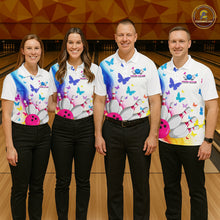 Load image into Gallery viewer, Custom Colorful Butterfly Bowling Jersey for Men Bowling Team Shirts Bowling League Polo &amp; 1/4 Zip HNT173