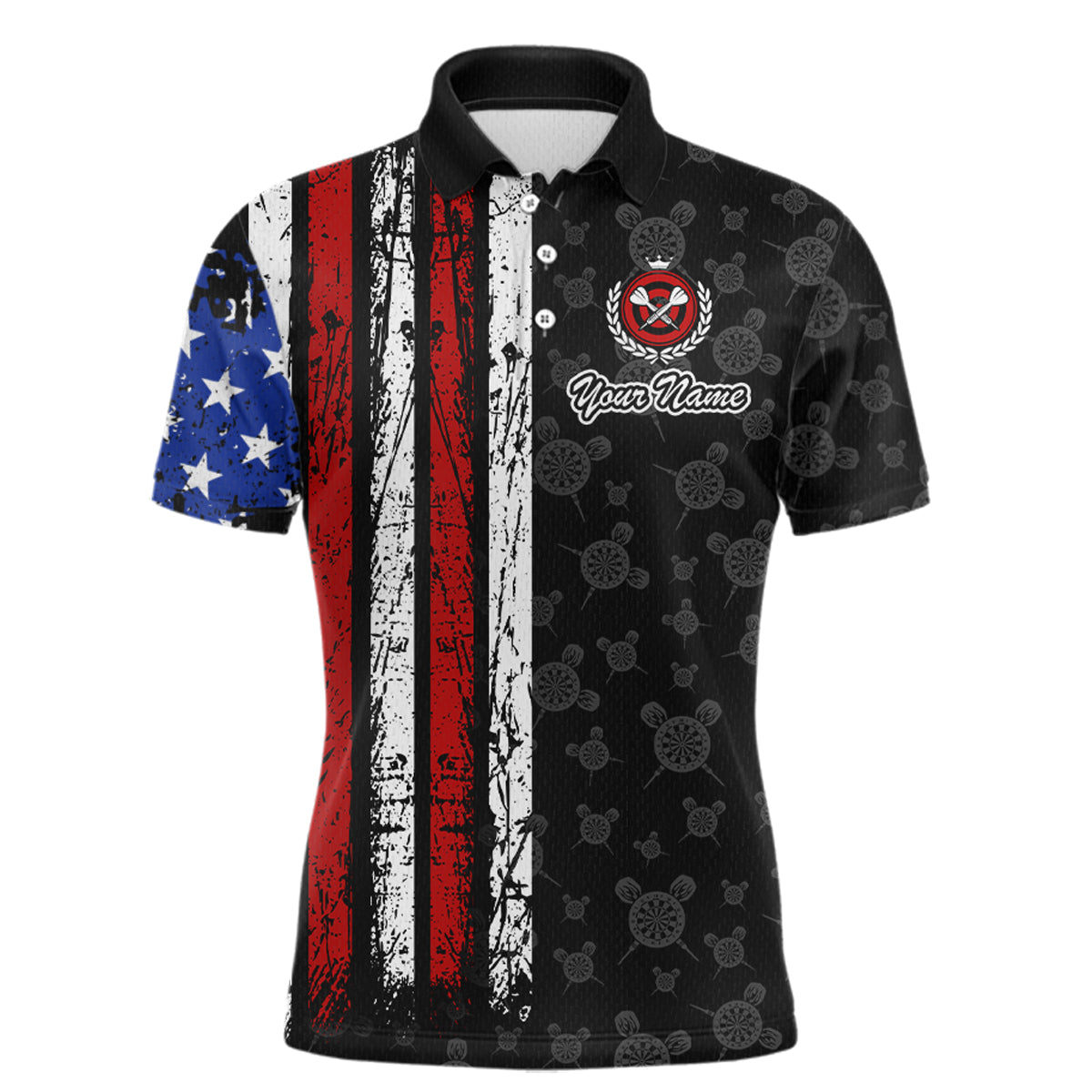 Custom US Flag Dart Shirts For Men Dart Board Shirts Polo & 1/4 Zip Dart Jersey Team NNT125