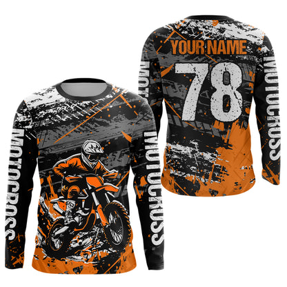 Orange Youth Dirt Bike Jersey Adult Kid Upf30+ Customized Motocross Jersey Off-Roading Jersey DNT48