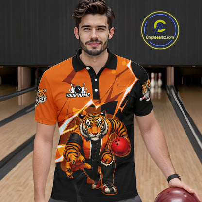 Custom Tiger Bowling Jersey for Men Bowling Uniform Polo & 1/4 Zip Bowling Team Shirts HNT147