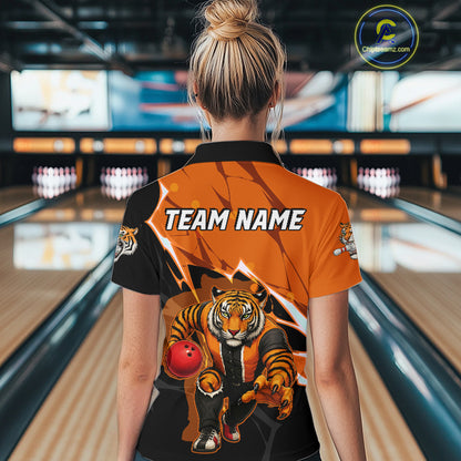 Custom Tiger Bowling Jersey for Women Bowling Uniform Polo & 1/4 Zip Bowling Team Shirts HNT147
