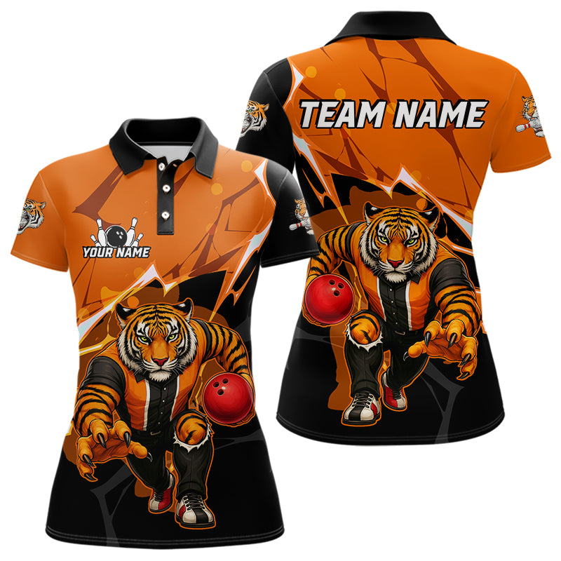 Custom Tiger Bowling Jersey for Women Bowling Uniform Polo & 1/4 Zip Bowling Team Shirts HNT147