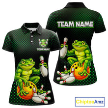 Load image into Gallery viewer, Custom Funny Frog Bowling Jersey for Women Bowling Team Shirts Bowling League Polo &amp; 1/4 Zip HNT246