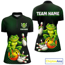Load image into Gallery viewer, Custom Funny Frog Bowling Jersey for Women Bowling Team Shirts Bowling League Polo &amp; 1/4 Zip HNT246