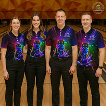 Load image into Gallery viewer, Custom Funny Cat Neon Colorful Bowling Jersey for Men Bowling Uniform Bowling Team Shirts HNT281