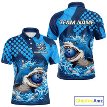 Load image into Gallery viewer, Shirt with shark design and customizable text on a white background