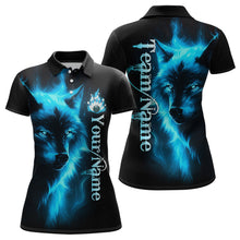 Load image into Gallery viewer, Custom Blue Flame Wolf Bowling Jersey for Women Polo &amp; 1/4 Zip Bowling Team Shirts HNT148
