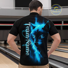 Load image into Gallery viewer, Custom Blue Flame Wolf Bowling Jersey for Men Polo &amp; 1/4 Zip Bowling Team Shirts HNT148
