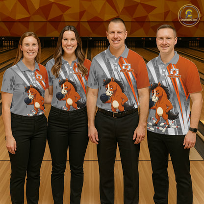 Custom Funny Horse Bowling Jersey for Women Bowling Team Shirts Bowling League Polo & 1/4 Zip HNT181