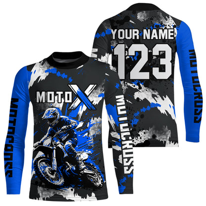 Blue Youth Motocross Jersey Racing Shirts Custom Dirt Bike Shirts Kid Men Women UPF30+ DNT32