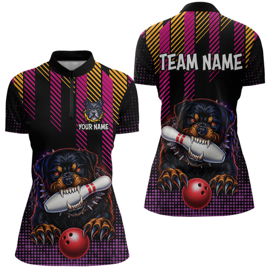 Custom Funny French Bulldog Bowling Jersey for Women Bowling Team Shirts Polo & 1/4 Zip HNT185