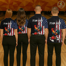 Load image into Gallery viewer, American Flag Rooster Bowling Jersey for Women Bowling Team Shirts Bowling Polo &amp; 1/4 Zip HNT253