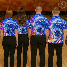 Load image into Gallery viewer, Custom American Wave Patriotic Bowling Jersey for Women Unisex Bowling Team Shirts Polo &amp; 1/4 Zip HNT343