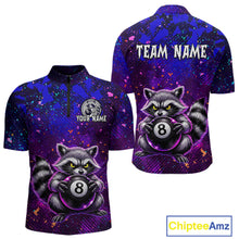 Load image into Gallery viewer, Personalized Funny Raccoon 8 Ball Pool Men Billiard Polo &amp; 1/4 Zip, Billiard Shirt, Billiard Team Jerseys NNT145