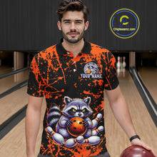 Load image into Gallery viewer, Custom Orange Raccoon Bowling Jersey for Men Bowling Uniform Polo &amp; 1/4 Zip Bowling Team Shirts HNT224