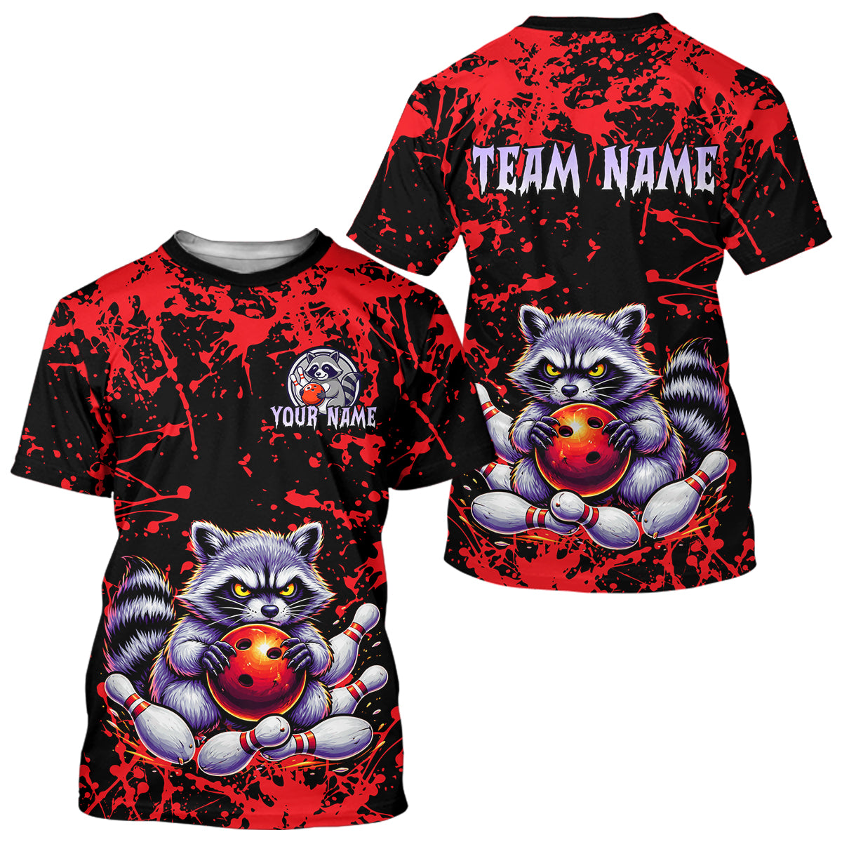 Custom Red Raccoon Bowling Jersey for Men Women Bowling Uniform Bowling Team Shirts HNT224