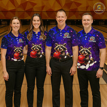 Load image into Gallery viewer, Custom Funny Raccoon Bowling Jersey for Men Bowling Uniform Polo &amp; 1/4 Zip Bowling Team Shirts HNT229