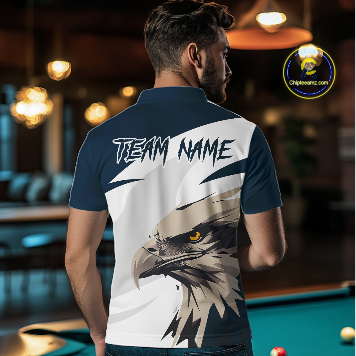 Custom Eagle 8 Ball Billiard Shirts for Men Billiard Tournament Billiard Team Shirts Polo & 1/4 Zip NNT109