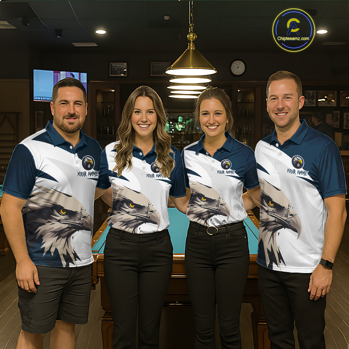Custom Eagle 8 Ball Billiard Shirts for Men Billiard Tournament Billiard Team Shirts Polo & 1/4 Zip NNT109