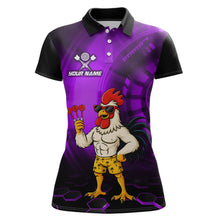 Load image into Gallery viewer, Custom Purple Funny Chicken Darts Shirt for Women Darts Team Jerseys Polo &amp; 1/4 Zip Dart League NNT131