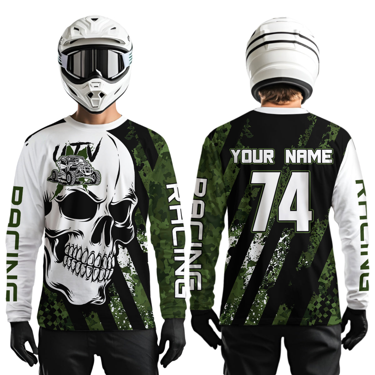 Custom Skull Camo UTV Off-Road Shirts UTV Motocross Racing Shirt Kid Men Women UPF30+ DNT89