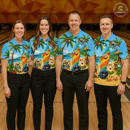 Custom Funny Summer Beach Bowling Jersey for Men Bowling Uniform Bowling Team Shirts HNT405