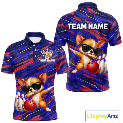 Custom Chihuahua Dog Bowling Jersey for Men Bowling Uniform Polo & 1/4 Zip Bowling Team Shirts HNT262