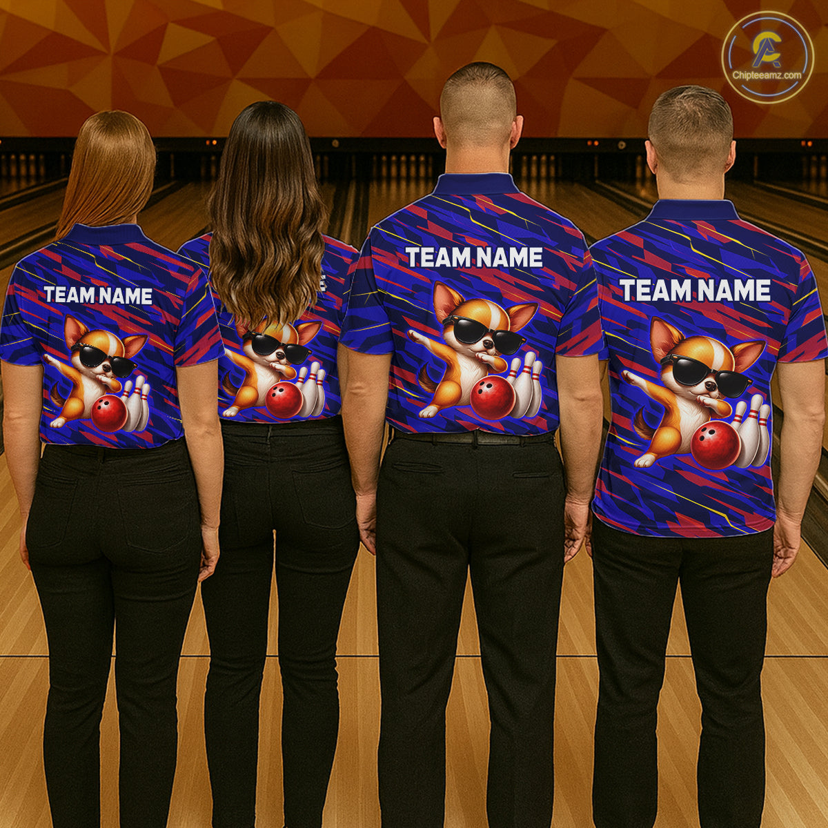 Custom Chihuahua Dog Bowling Jersey for Women Bowling Uniform Polo & 1/4 Zip Bowling Team Shirts HNT262