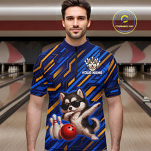 Load image into Gallery viewer, Custom Husky Dog Bowling Jersey for Men Bowling Uniform Polo &amp; 1/4 Zip Bowling Team Shirts HNT263