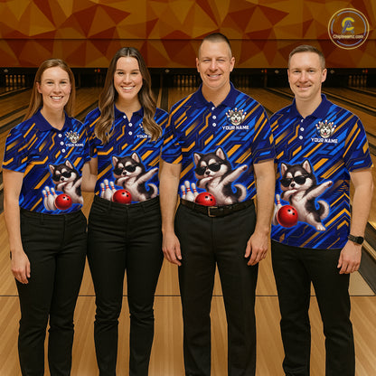 Custom Husky Dog Bowling Jersey for Women Bowling Uniform Polo & 1/4 Zip Bowling Team Shirts HNT263