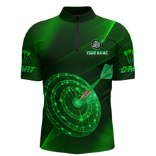 Load image into Gallery viewer, Custom Neon Green Cyber Dartboard Darts Shirt for Men Darts Team Jerseys Polo &amp; 1/4 Zip NNT132