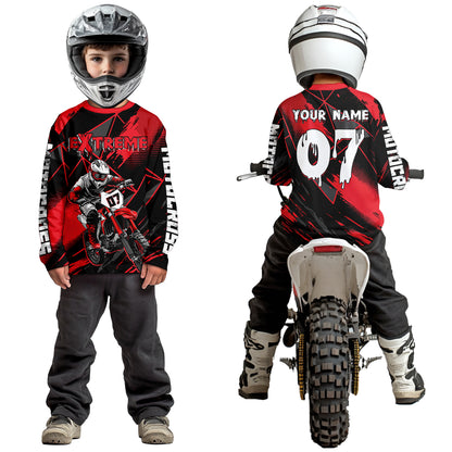 Custom Red MX Racing Extreme Shirts Kid Men Women Youth Motocross Shirts UPF30+ DNT35