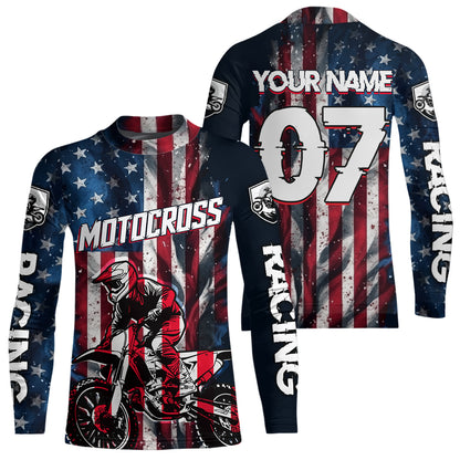 US Flag Youth Motocross Jersey Custom Dirt Bike Shirt Kid Men Women Motocross Shirt UPF30+ DNT37