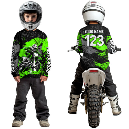 Custom Green Youth Motocross Jersey Motocycle Shirts Shirt Kid Men Women Motocross Shirt UPF30+ DNT38