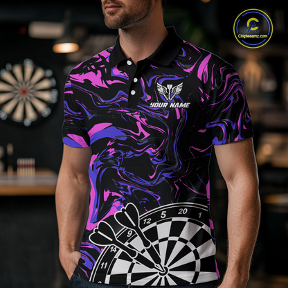 Pink-Purple Pattern Aim Shoot Swear Repeat Darts Team Jerseys Dart Shirts For Men NNT168