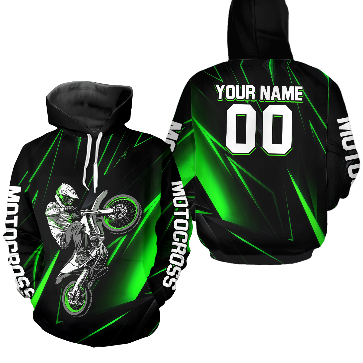 Custom Green Youth Motocross Jersey Hoodie Kid Men Women Dirt Bike Motorcycle Hoodie HOT36