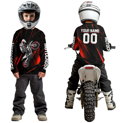 Red Youth MX Motocross Jersey Custom Motocycle Shirts Men Women Kid UPF30+ DNT41